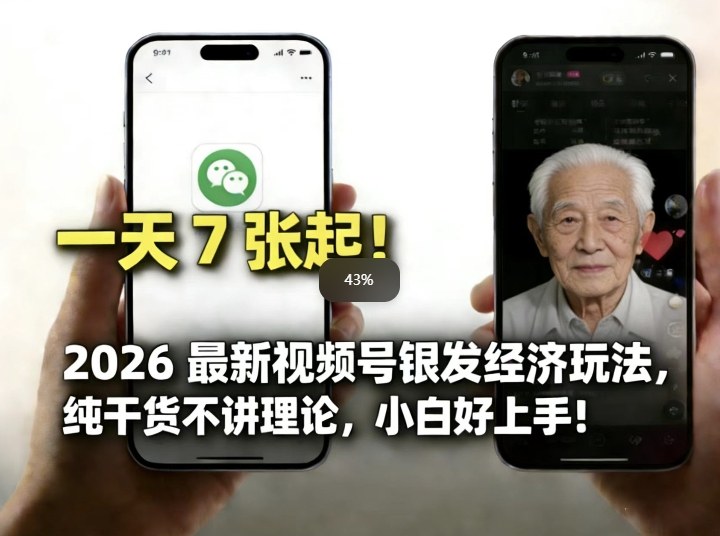 2026最新视频号银发经济玩法，轻松每天7张起，小白也可做-小鹏项目网