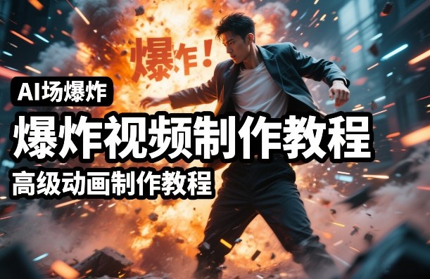 AI场景爆炸视频制作教程，利用人物实拍视频制作出高级的动画特效-小鹏项目网