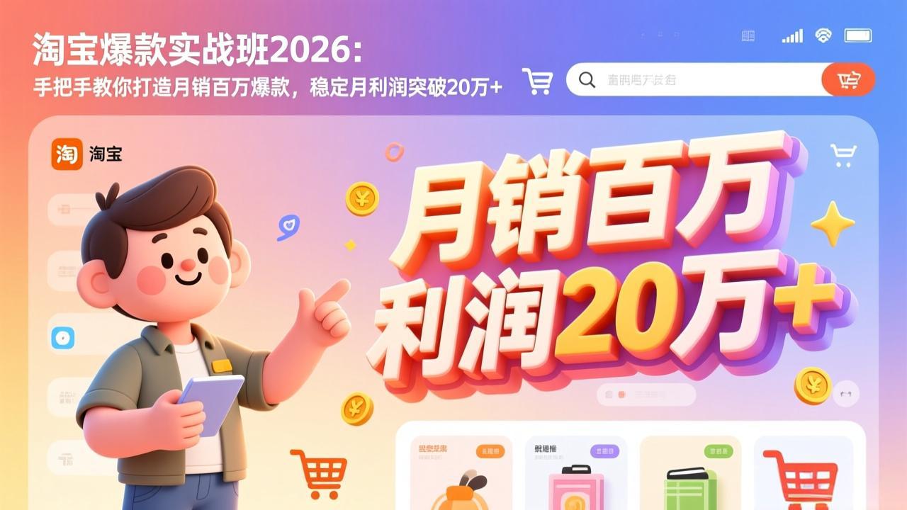 淘宝爆款实战班-2026年2月更新：手把手教你打造月销百万爆款，稳定月利润突破20万+-小鹏项目网