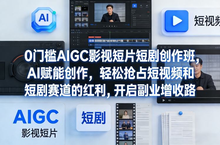 0门槛AIGC影视短片短剧创作班，AI赋能创作，轻松抢占短视频和短剧赛道的红利，开启副业增收路-小鹏项目网