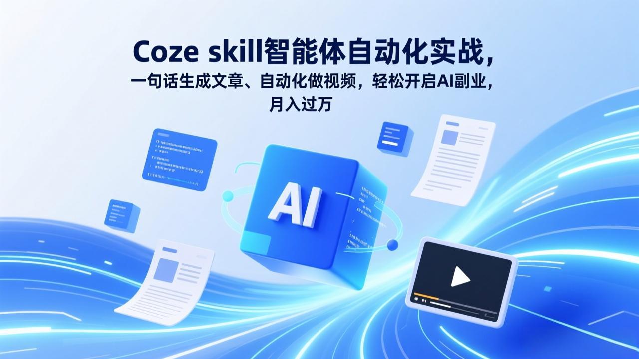 Coze skill智能体自动化实战，一句话生成文章、自动化做视频，轻松开启AI副业，月入过万-小鹏项目网