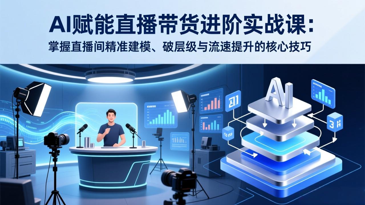 AI赋能直播带货进阶实战课：掌握直播间精准建模、破层级与流速提升的核心技巧-小鹏项目网