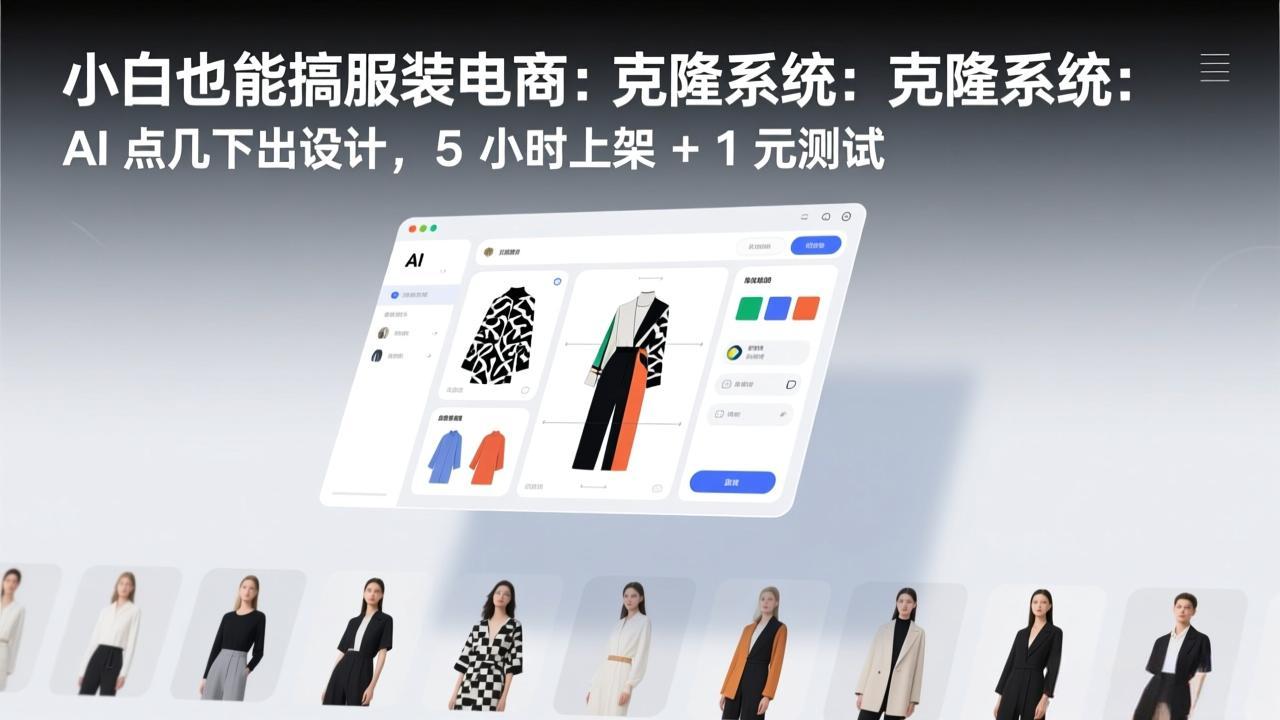 小白也能搞服装电商：克隆系统：AI 点几下出设计，5 小时上架 + 1 元测试-小鹏项目网