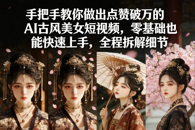 手把手教你做出点赞破万的AI古风美女短视频，零基础也能快速上手，全程拆解细节-小鹏项目网