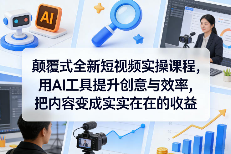 颠覆式全新短视频实操课程，用AI工具提升创意与效率，把内容变成实实在在的收益-小鹏项目网