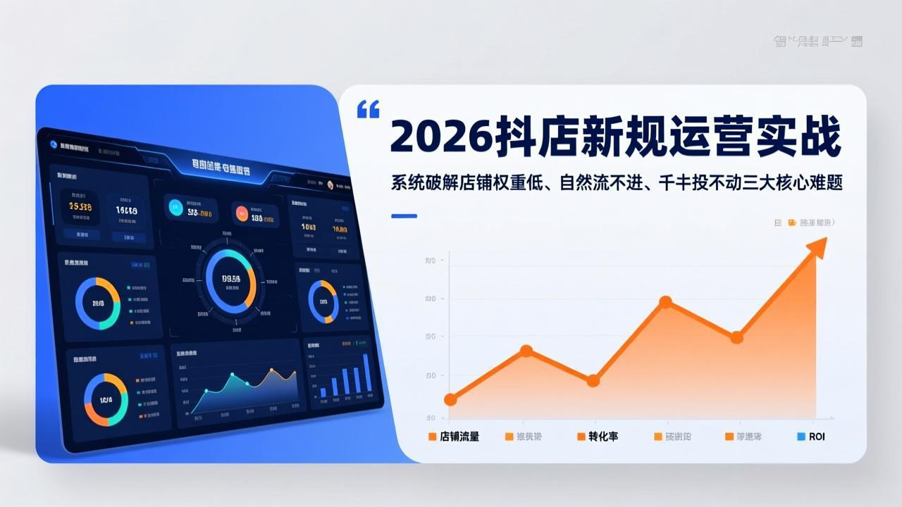 2026抖店新规运营实战：系统破解店铺权重低、自然流不进、千川投不动三大核心难题-小鹏项目网
