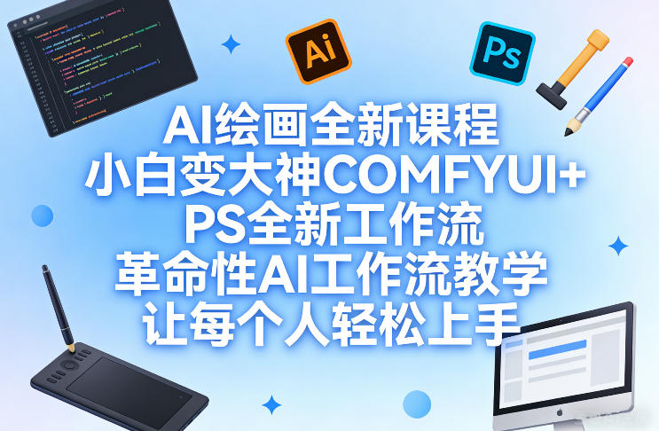 AI绘画全新课程，小白变大神COMFYUI+PS全新工作流，革命性AI工作流教学，让每个人轻松上手-小鹏项目网