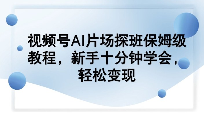 视频号AI片场探班保姆级教程，新手十分钟学会，轻松变现-小鹏项目网