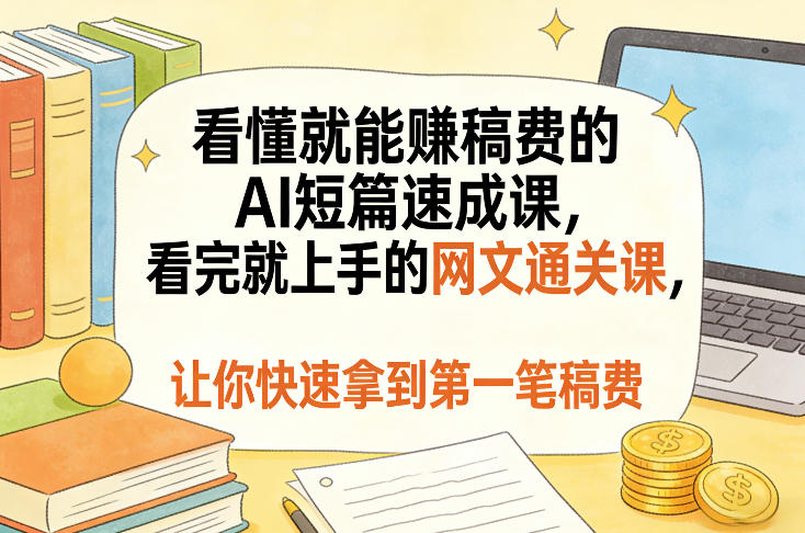 看懂就能賺稿费的AI短篇速成课，看完就上手的网文通关课，让你快速拿到第一笔稿费-小鹏项目网