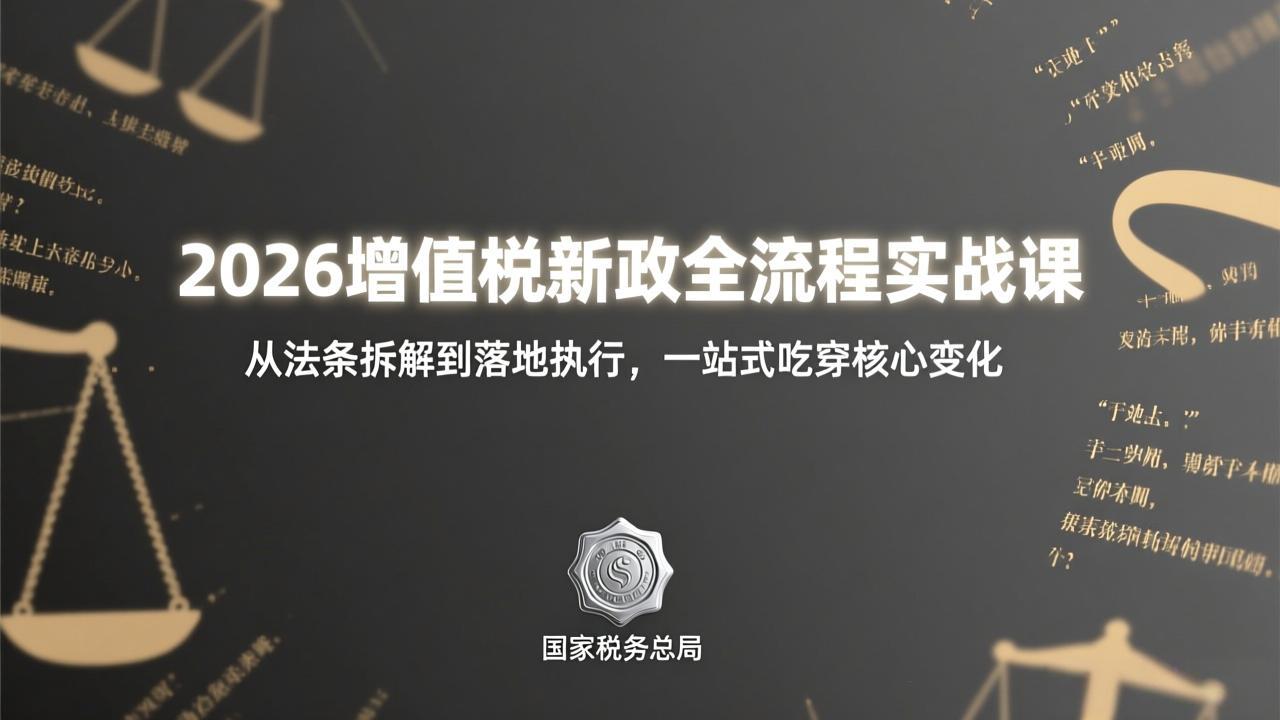 2026增值税新政全流程实战课：从法条拆解到落地执行，一站式吃透核心变化-小鹏项目网
