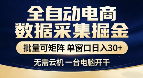 独家电商数据全自动采集项目，批量可矩阵，单窗口轻松日入3张+【揭秘】-小鹏项目网