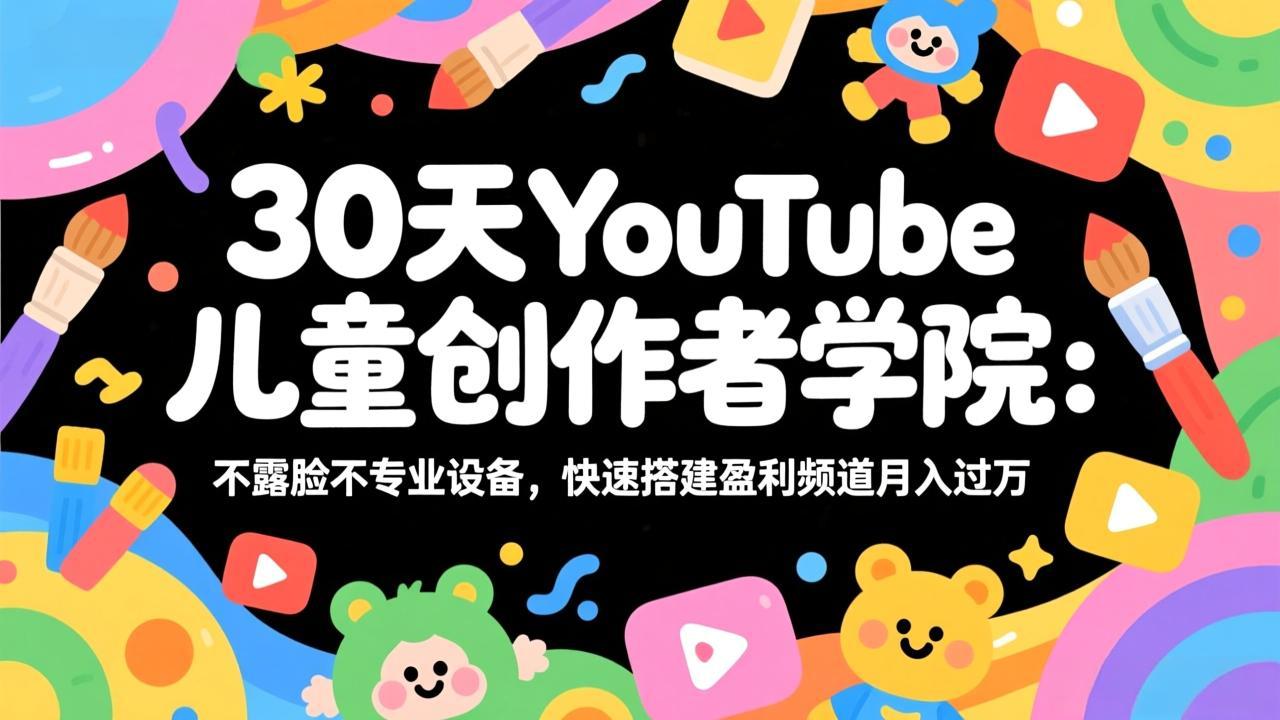 30天YouTube儿童创作者学院：不露脸不专业设备，快速搭建盈利频道月入过万-小鹏项目网