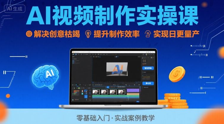 Ai视频制作实操课，解决创意枯竭、效率低下痛点，实现日更量产可持续变现(更新26年3月)-小鹏项目网