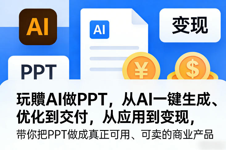 玩賺AI做PPT，从AI一键生成、优化到交付，从应用到变现，带你把PPT做成真正可用、可卖的商业产品-小鹏项目网