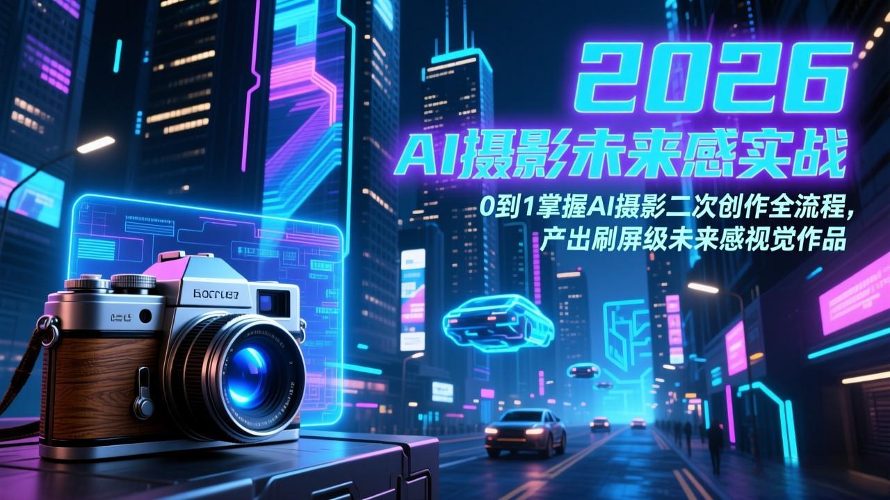 2026 AI摄影未来感实战：0到1掌握AI摄影二次创作全流程，产出刷屏级未来感视觉作品-小鹏项目网