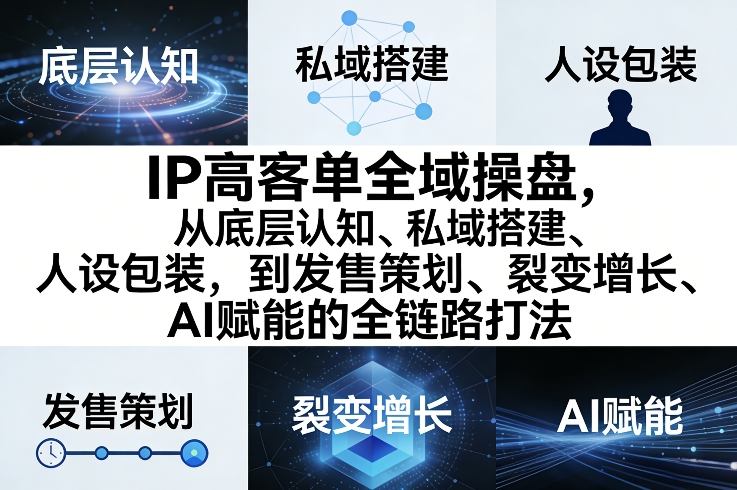IP高客单全域操盘，从底层认知、私域搭建、人设包装，到发售策划、裂变增长、AI赋能的全链路打法-小鹏项目网