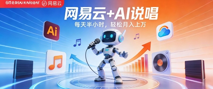 网易云+AI说唱，每天半小时，AI内容创作+流量变现，轻松月入1W-小鹏项目网
