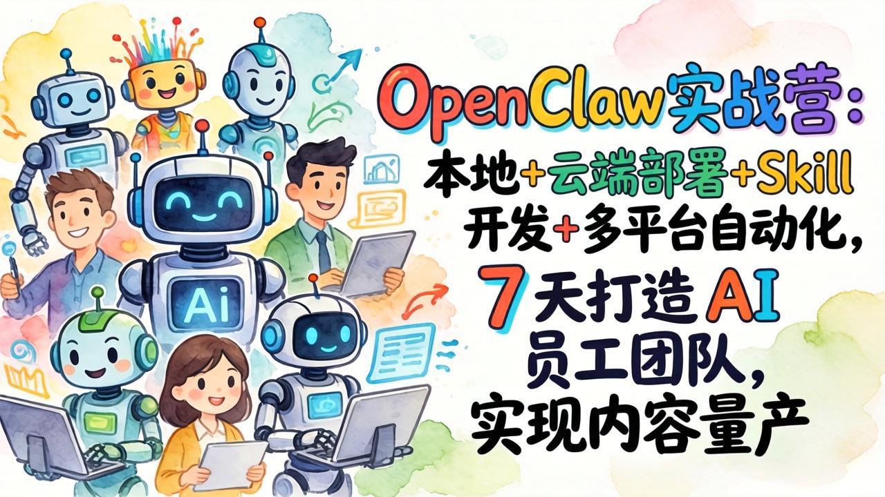 OpenClaw实战营：本地+云端部署+Skill开发+多平台自动化，7 天打造 AI 员工团队，实现内容量产-小鹏项目网