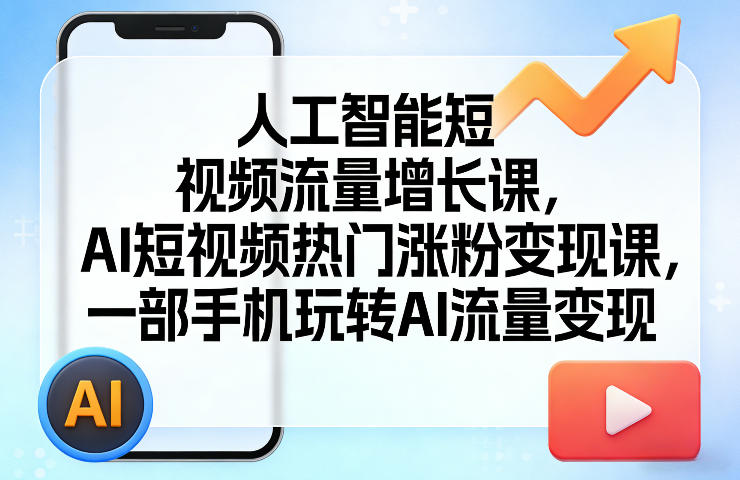 人工智能短视频流量增长课，AI短视频热门涨粉变现课，一部手机玩转AI流量变现-小鹏项目网