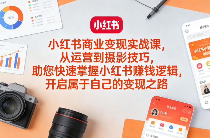 小红书商业变现实战课，从运营到摄影技巧，助您快速掌握小红书賺钱逻辑，开启属于自己的变现之路-小鹏项目网