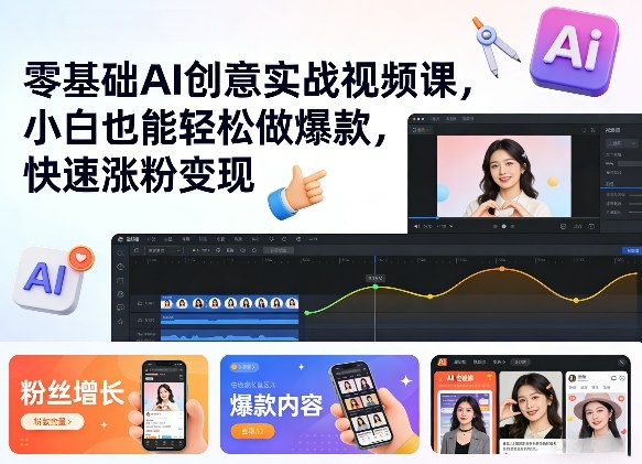 零基础AI创意实战视频课，小白也能轻松做爆款，快速涨粉变现-小鹏项目网
