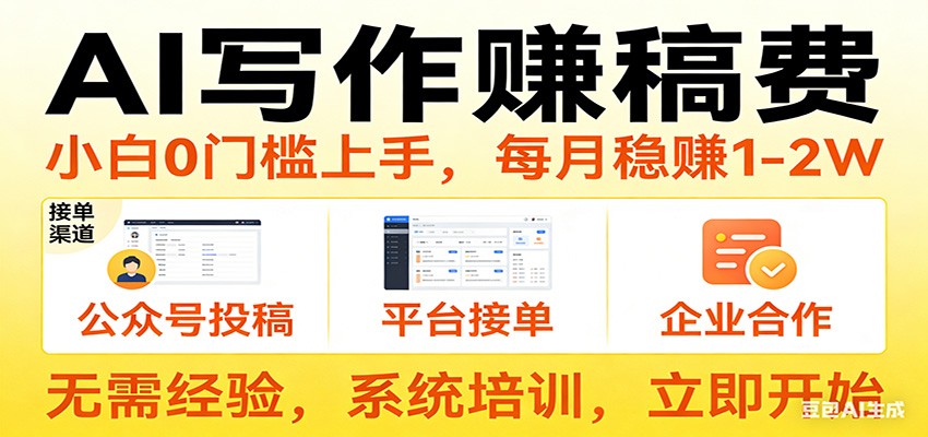 用AI写作赚稿费，提供接单渠道，每月稳赚1-2W，小白0门槛上手！-小鹏项目网