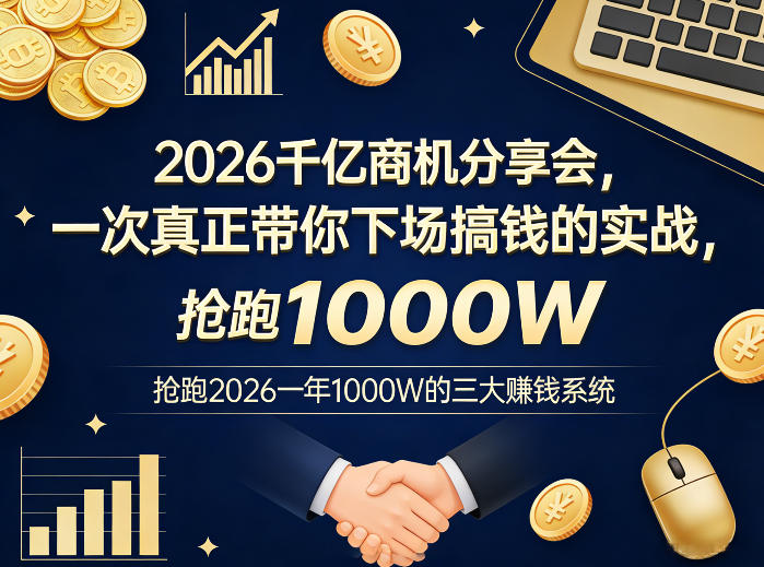 2026千亿商机分享会，一次真正带你下场搞钱的实战，抢跑2026一年1000W的三大賺钱系统-小鹏项目网