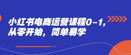 小红书电商运营课程0-1，从零开始，简单易学-小鹏项目网