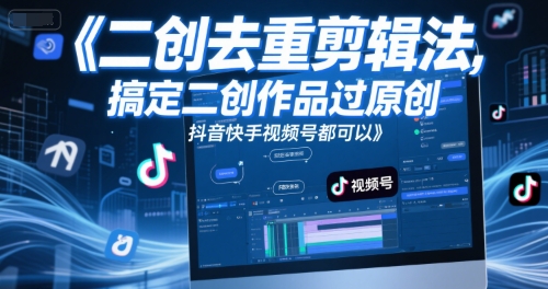 短视频二创去重剪辑法，搞定二创作品过原创，抖音快手视频号都可以-小鹏项目网