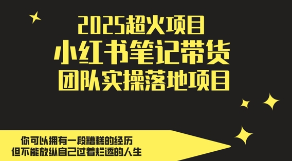 2025超火项目，副业最佳选择，小红书笔记带货团队实操落地项目，，轻松日入5张-小鹏项目网