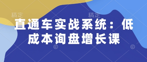 直通车实战系统：低成本询盘增长课，让个人通过技能实现升职加薪，让企业低成本获客，订单源源不断-小鹏项目网