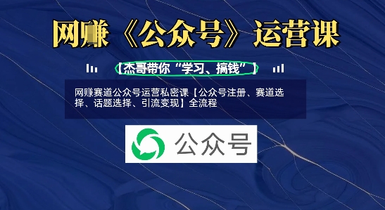 网创赛道公众号运营私密课【公众号注册、赛道选择、话题选择、引流变现】全流程-小鹏项目网