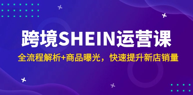 跨境SHEIN运营课，全流程解析+商品曝光，快速提升新店销量-小鹏项目网