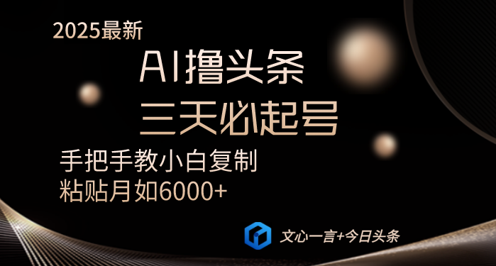 AI撸头条三天必起号手把手教小白复制粘贴月入6000+教程-小鹏项目网