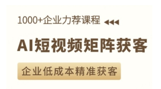 AI短视频矩阵获客实操课，企业低成本精准获客-小鹏项目网
