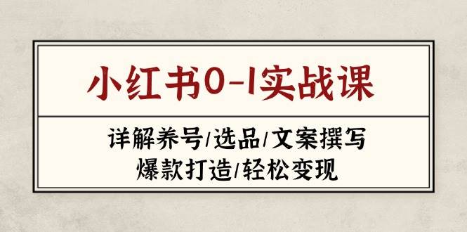 小红书0-1实战课(2023-2025)，详解养号/选品/文案撰写/爆款打造/轻松变现-小鹏项目网