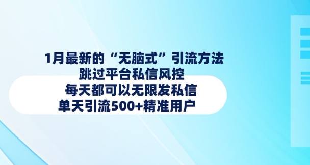 1月最新的无脑式引流方法，跳过平台私信风控，每天都可以无限发私信，单天引流500+精准用户-小鹏项目网