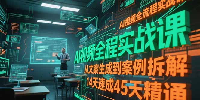 AI视频全流程实战课，从文案生成到案例拆解，14天速成45天精通-小鹏项目网