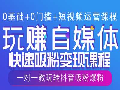 0基础+0门槛+短视频运营课程，玩赚自媒体快速吸粉变现课程，一对一教玩转抖音吸粉爆粉-小鹏项目网