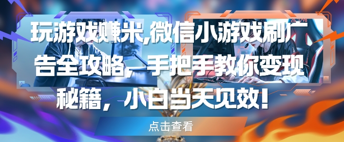玩游戏挣米，微信小游戏刷广告全攻略，手把手教你变现秘籍，小白当天见效-小鹏项目网