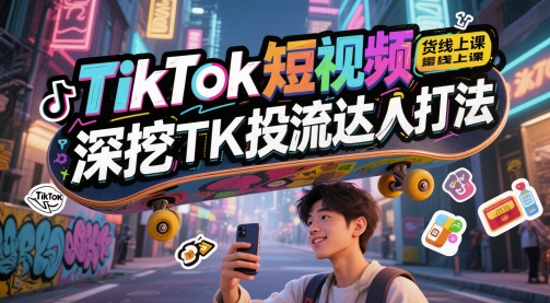 TikTok短视频带货线上课，深挖TK投流达人打法-小鹏项目网