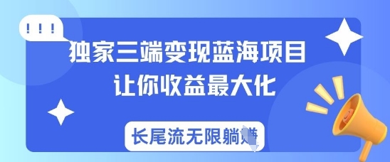 独家三端变现蓝海项目，让你收益最大化，长尾流无限躺挣-小鹏项目网