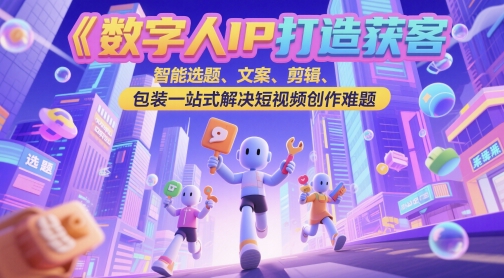 数字人IP打造获客变现实操课，智能选题、文案、剪辑、包装一站式解决短视频创作难题-小鹏项目网
