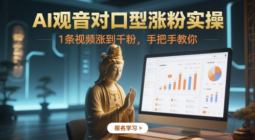 AI观音对口型涨粉实操，1条视频涨到千粉，手把手教你-小鹏项目网