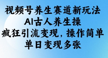 视频号养生赛道新玩法，AI古人养生操，疯狂引流变现，操作简单，单日变现多张-小鹏项目网