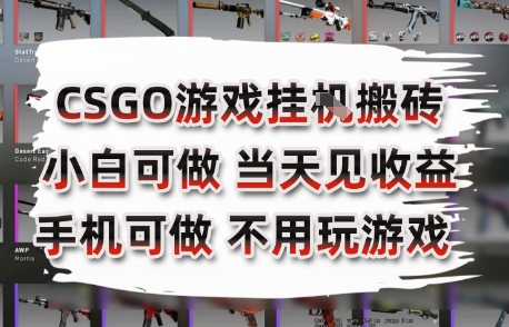 CSGO游戏挂G搬砖，小白纯手机即可操作，不用电脑打游戏，日入3张+，副业网创项目【揭秘】-小鹏项目网