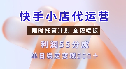 快手小店代运营，限时托管计划，收益55分，单日稳定变现多张【揭秘】-小鹏项目网