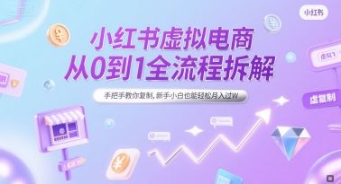 小红书虚拟电商从0到1全流程拆解，手把手教你复制，新手小白也能轻松月入过W-小鹏项目网