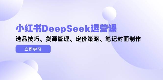 小红书DeepSeek运营课，选品技巧、货源管理、定价策略、笔记封面制作-小鹏项目网