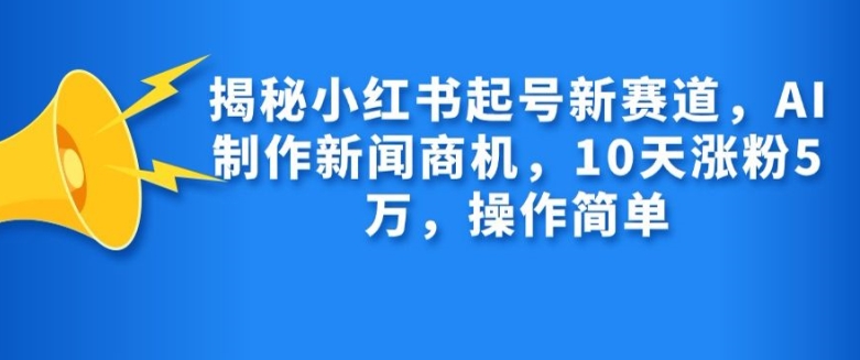 揭秘小红书起号新赛道，AI制作新闻商机，10天涨粉1万，操作简单-小鹏项目网